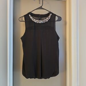 Embellished Black Sleeveless Top